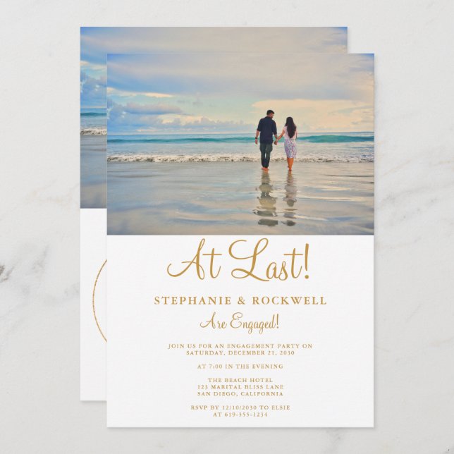 Photo Engagement Announcement Party Invitation  (Front/Back)