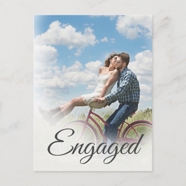 Photo Engagement Elegant Simple Modern Script Postcard (Front)