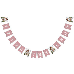 Photo Engagement Party Dusty Rose Bunting drapeaux