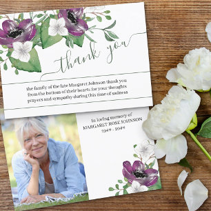 Photo et fleurs violettes Carte de remerciements f