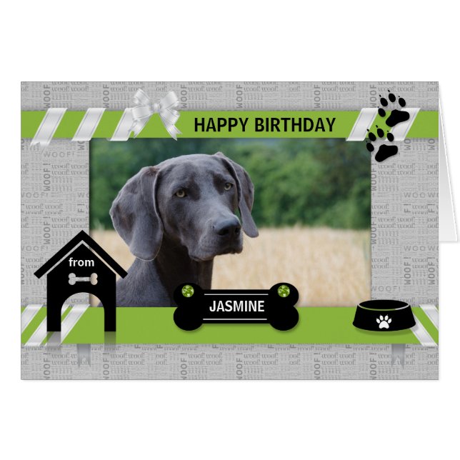 Photo et nom de l'animal de compagnie vert d'anniv (Devant horizontal)