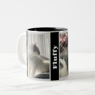 Photo et nom Mug noir et blanc pour animaux de com