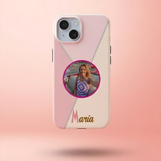 Photo et nom personnalisés Bloc de couleur rose pa