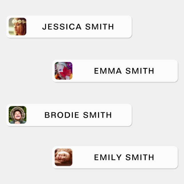 Photo et nom Sticker Étiquette Modèle (Groupe)