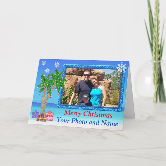 PHOTO et personnalisées, Cartes de Noël Tropicales (Devant)