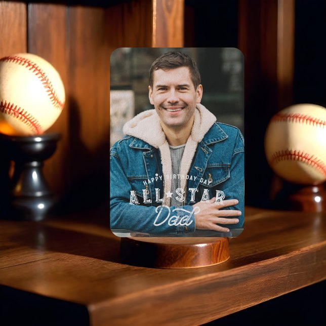 Photo et statistiques d'anniversaire Carte de base (Birthday Photo & Stats All-Star Dad Baseball Card Front )
