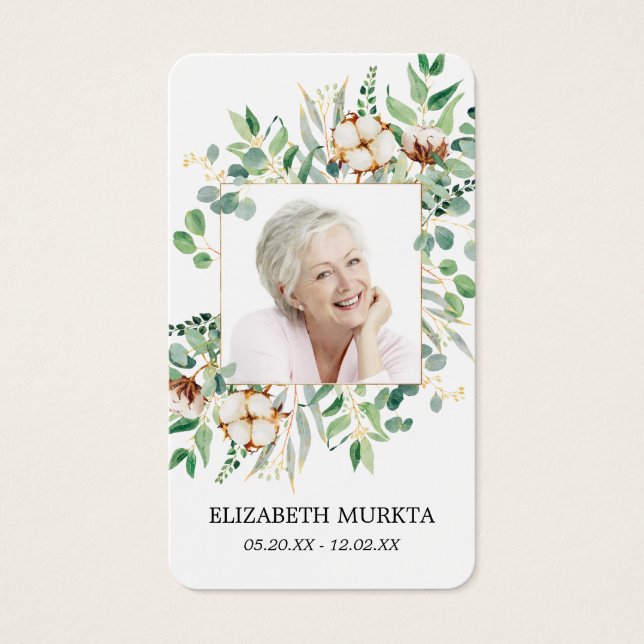 Photo Eucalyptus Funeral Prayer Card (Front)