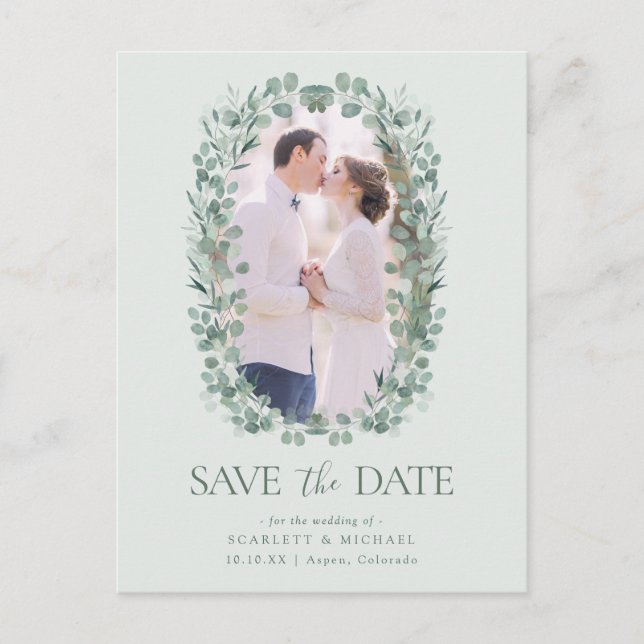 Photo Eucalyptus Save the Date Postcard (Front)