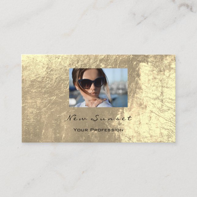 Photo Event Makeup Artist Leather Shimmering Gold Business Card (Front)