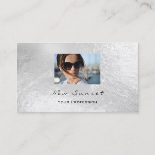 Photo Event Makeup Artist Leather Silver Grey Business Card