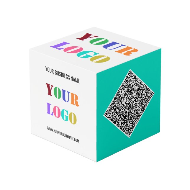 Photo Exemple de cube de promotion de code QR de texte d (Angle devant)
