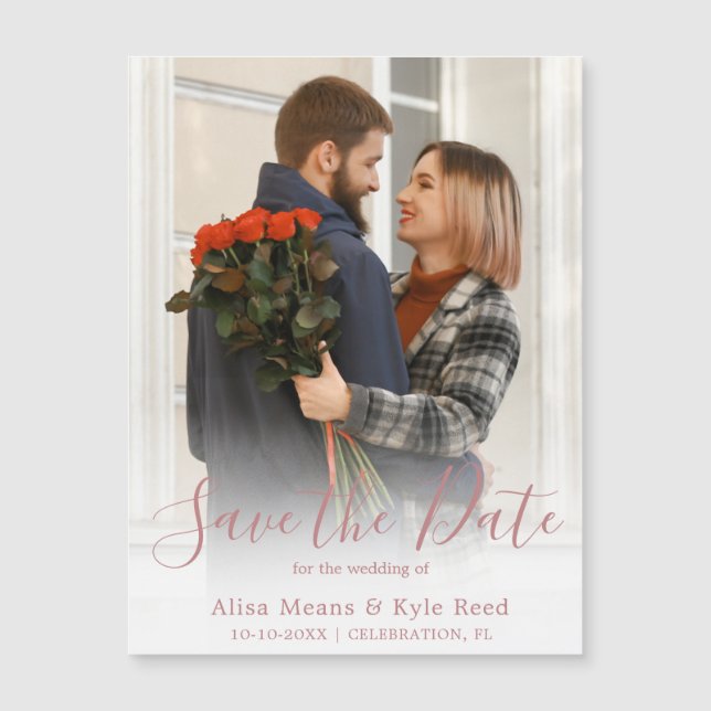 Photo Fade Save the Date Announcement Magnet (Front)