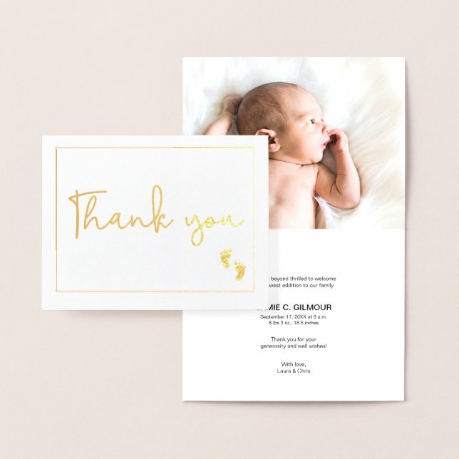 Photo Faire-part de naissance Baby merci or (Affichage)