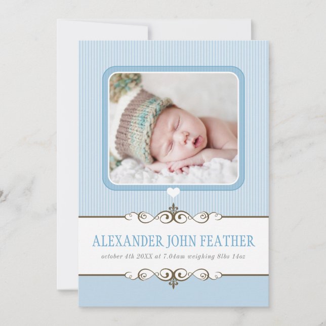 PHOTO FAIRE-PART DE NAISSANCE bébé précieux garçon (Devant)