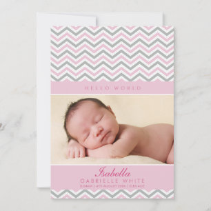 PHOTO FAIRE-PART DE NAISSANCE : chevron doux rose