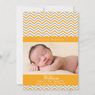 PHOTO FAIRE-PART DE NAISSANCE : chevron orange dou