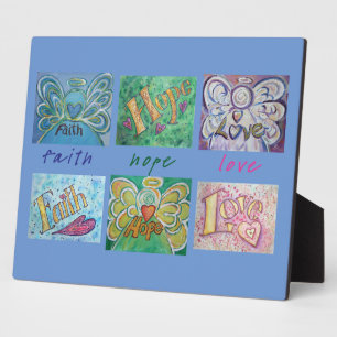 Photo Faith, Hope, Love Angel Word Collage Poème Plaque