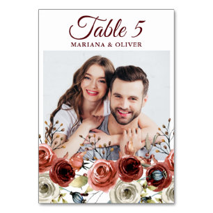 Photo Fall Autumn Mix Floral Wedding Table Number
