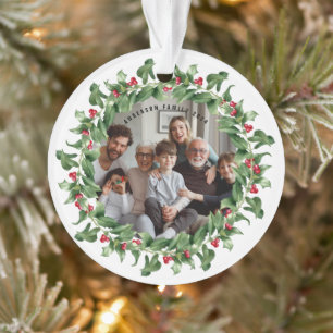 Photo familiale personnalisée Ornement de Noël
