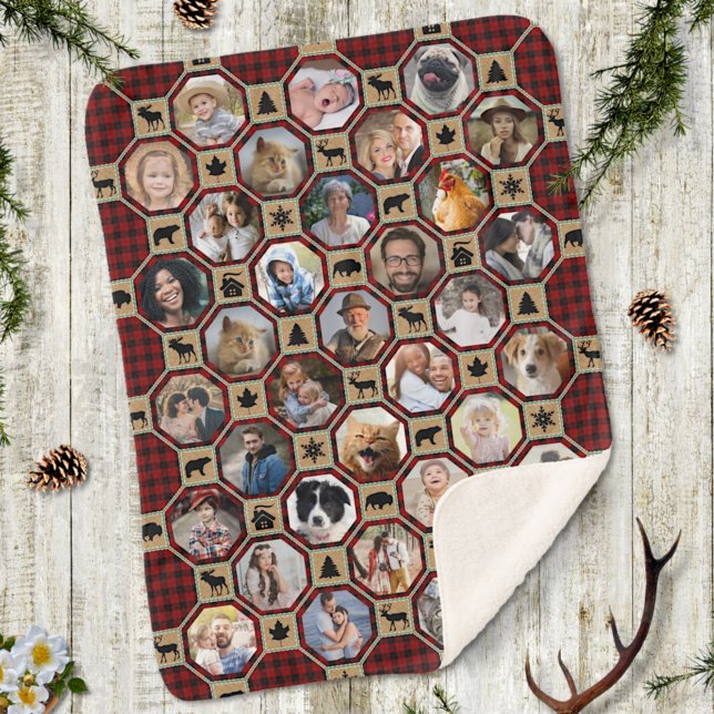 Photo Famille Collage Rouge Buffalo Plaid Quilt Lg (Créateur téléchargé)