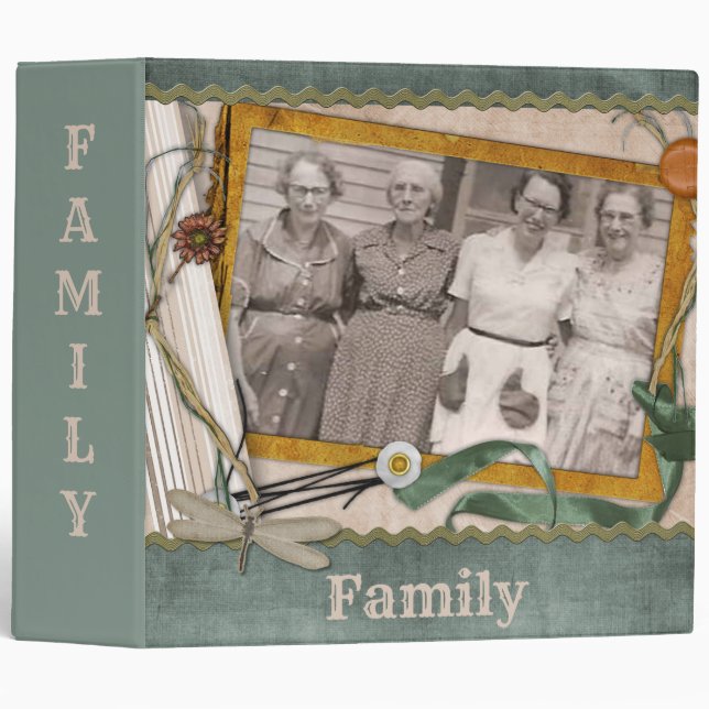 Photo Famille Généalogie Shabby Chic Classeur (Devant/Côté)