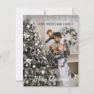 Photo famille Parties scintillant argent carte de