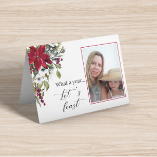 Photo Family Christmas Poinsettia Folded Card