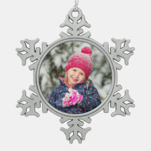 Photo Family Christmas Snowflake Pewter Christmas Ornament
