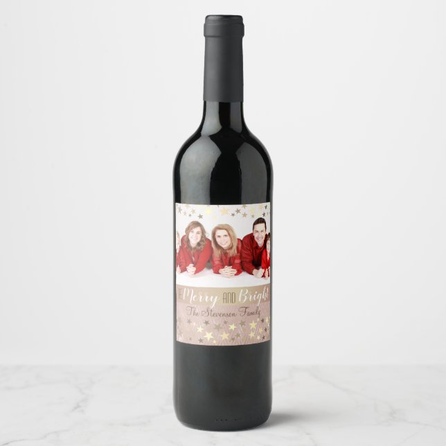 Photo Family Christmas Wine Label (Front)