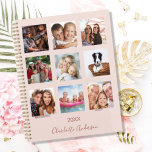 Photo family collage rose gold blush pink 2024 planner<br><div class="desc">Make your own unique family photo collage as a gift for your mom, wife or yourself. Use four, 9 of your favourite photos of your family, friends, dream travel destination or pet! Personalize and add a name and a year. The name is written with a modern hand lettered style script....</div>