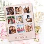 Photo family collage rose gold blush pink 2025 planner<br><div class="desc">Make your own unique family photo collage as a gift for your mom, wife or yourself. Use four, 9 of your favourite photos of your family, friends, dream travel destination or pet! Personalize and add a name and a year. The name is written with a modern hand lettered style script....</div>