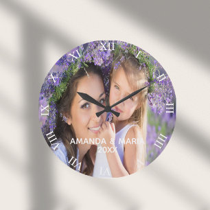 Photo family kids wife text roman large clock