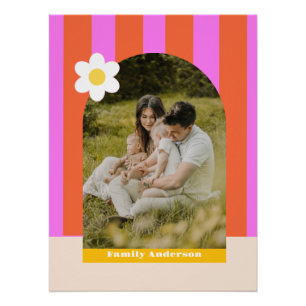 Photo family modern stripes colourful retro poster
