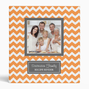 Photo Family  Recipe Binder Chevron Orange