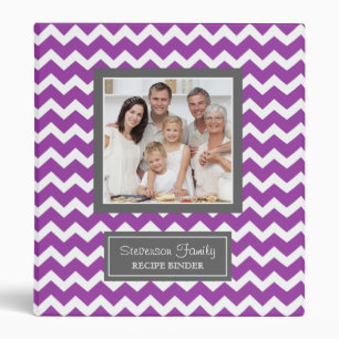 Photo Family Recipe Binder Chevron Purple
