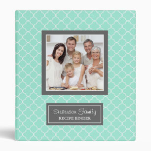 Photo Family  Recipe Binder Quatrefoil Aqua