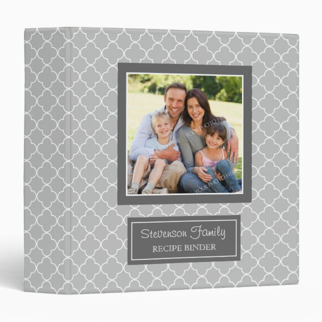 Photo Family  Recipe Binder Quatrefoil Gey