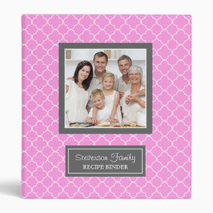 Photo Family Recipe Binder Quatrefoil Pink