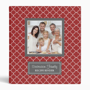 Photo Family  Recipe Binder Quatrefoil Red