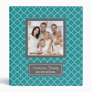 Photo Family  Recipe Binder Quatrefoil Teal