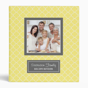 Photo Family  Recipe Binder Quatrefoil Yellow