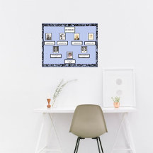 Photo Family Tree Vintage Swirl Border on Blue