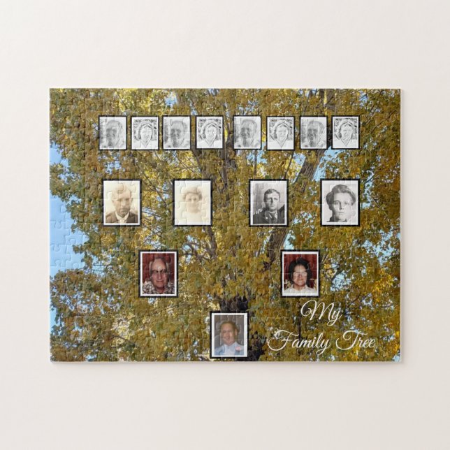 Photo Family Tree with Autumn Leaves Jigsaw Puzzle (Horizontal)