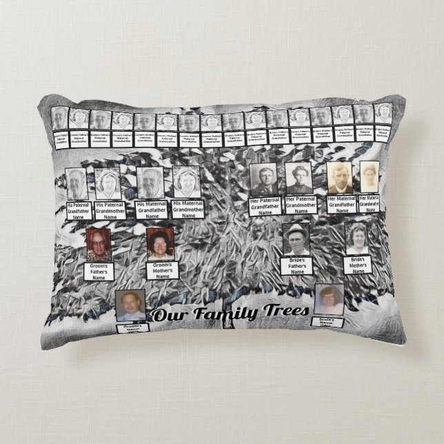 Photo Family Trees on Black and White Digital Art  Accent Pillow (Front)