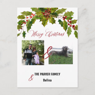 Photo Family with Dog Christmas  Postcard