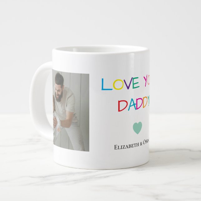 Photo Father’s Day Gift with Kids’ Names –  Large Coffee Mug (Front Left)
