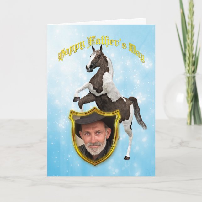 Photo Father's Day card with a rearing horse (Front)