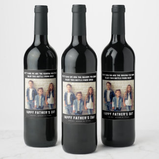 Photo Father's Day Funny Wine Bottle Label