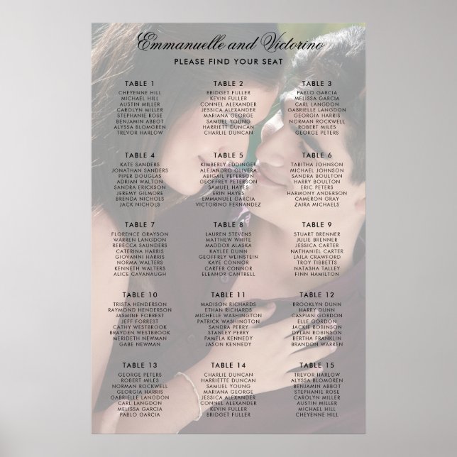 Photo Faux Vellum Élégant tableau de mariage (Devant)