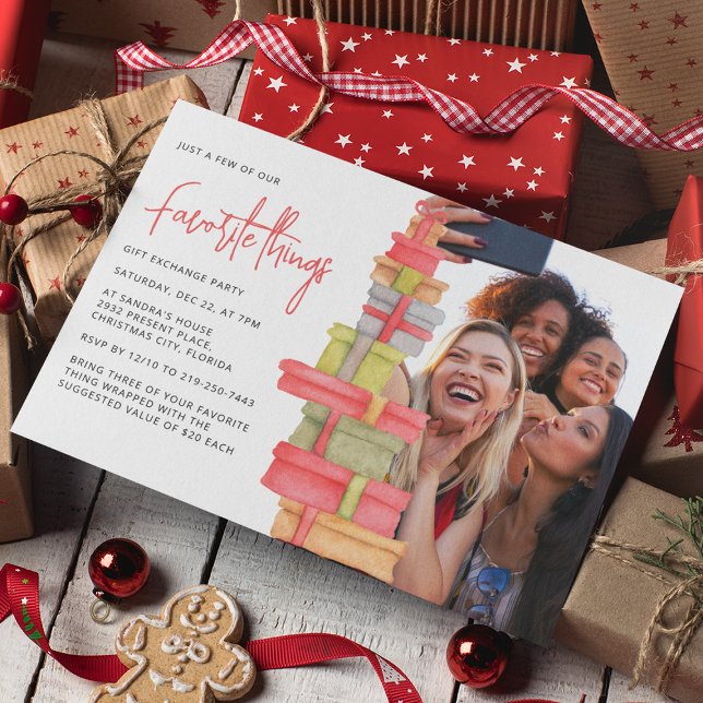 Photo Favourite Things Gift Exchange Holiday Party Invitation (Creator Uploaded)